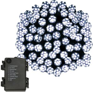 Kültéri lámpa telepítés a kertbe, 9 méter, 120 db kristály alakú LED, elemekkel, fehér