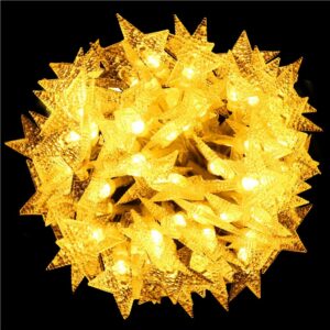 (DL) Fénycsillagok beépítése a kertbe, 5 méter, 50 LED, elemekkel, sárga