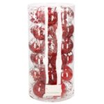 Karácsonyi gömb szett Inedit, 30 darab, 7 cm, átlátszó és piros