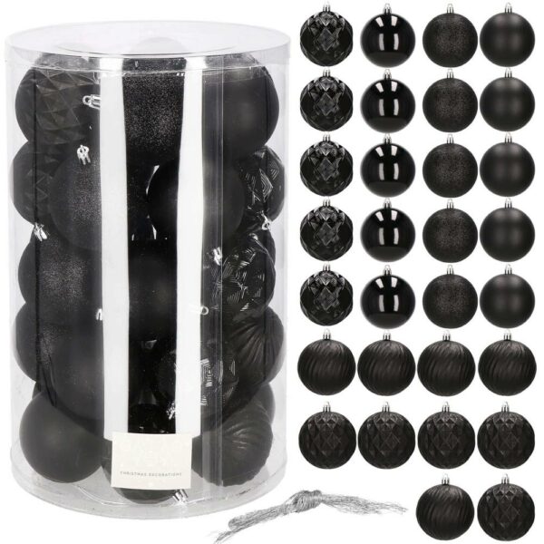 Set globuri de Craciun, 30 bucati, 8cm, 6 modele, negru - Image 11