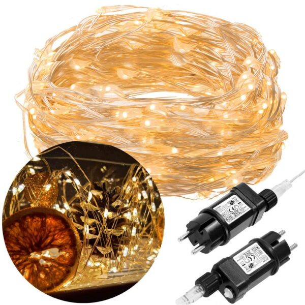Instalatie lumina decorativa cu 500 LED-uri, 48m, iluminare galbena - Image 10
