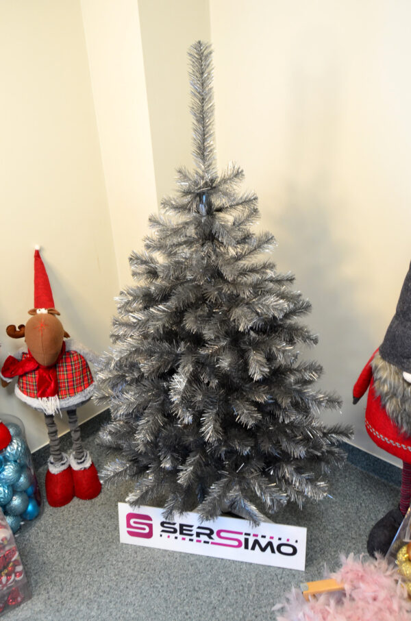 Brad artificial Christmas Deluxe by Sersimo, Silver, argintiu lucios, 150cm - Image 15