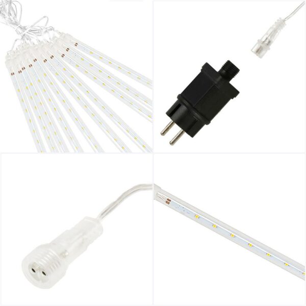 Instalatie de Craciun, 10 tuburi, 50cm, 480 LED, ploaie de meteoriti, alb - Image 12