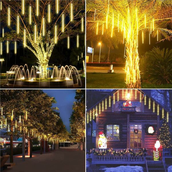 (DL) Karácsonyi "meteorzuhany" világítás, 8 db, 30cm, 144 LED, meteorzápor, sárga - Image 12
