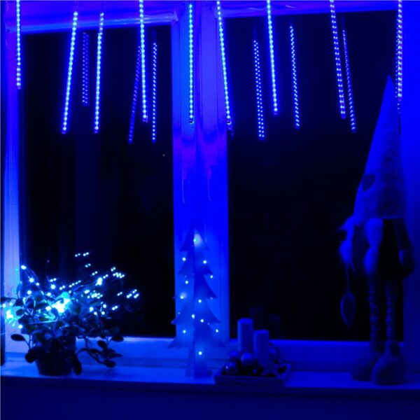 (DL) Instalatie de Craciun, 8 tuburi, 30cm, 144 LED, ploaie de meteoriti, albastru - Image 11