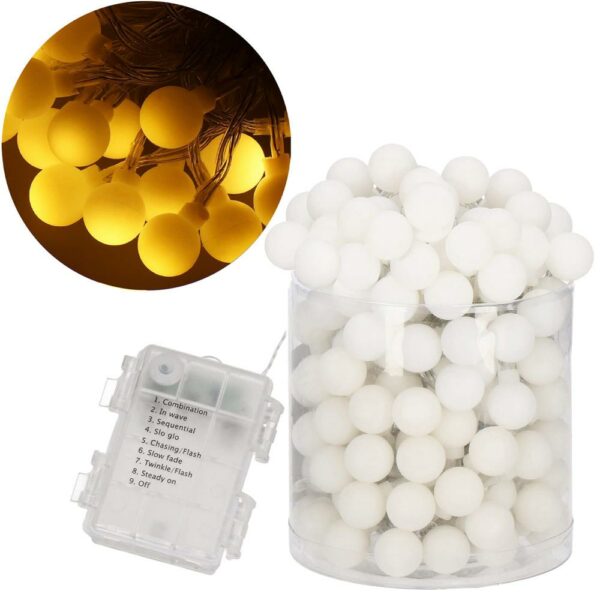 Kerti fénylabda installáció, 7,5 méter, 50 LED, elemekkel, sárga - Image 10