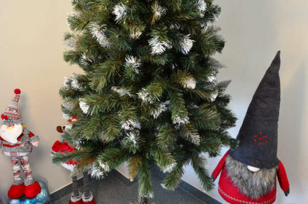 Mesterséges karácsonyfa Christmas Deluxe by Sersimo, fa törzsű talppal, havas (Snow), 220 cmPARAMÉTEREK: Fa magassága: 220 cm Zöld talp mérete: 21 x 21 cm Csúcs magassága: kb. 30 cm A karácsonyfa maximális szélessége (átmérő): 90 cm Talp magassága: 10 cm Ágszintek száma: 11 + csúcs Ágak száma: 32 Elágazások száma: 281 Törzs átmérője: kb. 8 cm Összecsukható talp A korona elemeinek száma: 2 Fából készült törzs magassága: kb. 55 cm Kiegészítő: jutazsák a talp eltakarásához Összeszerelést igényel Természetes fatörzs, amelyen gyanta- és ágelválások nyomai előfordulhatnak. A törzs átmérője és magassága enyhén eltérhet, mivel természetes anyagról van szó. EGYEDI KARÁCSONYI FA EGYEDI KARÁCSONYRA Mi lehet varázslatosabb, mint a karácsony egyedülálló hangulata? Valószínűleg senki sem kételkedik abban, hogy egy gyönyörűen feldíszített karácsonyfa a legfontosabb eleme ennek a varázslatos ünnepi légkörnek. A karácsonyfa díszítése a családdal együtt az év egyik legemlékezetesebb pillanata, amely számos szép emléket idéz fel. A bemutatott karácsonyfa különleges módon tükrözi vissza a karácsony csodálatos hangulatát – egyszerre ismerős és meghitt formában –, kiemelve az ünnep melegét és családias légkörét. FEDEZZE FEL KARÁCSONYFÁNK ELŐNYEIT  Precíz kivitelezés, amely ötvözi a tartósságot és az eleganciát  Sűrű ág- és tűelrendezés  Egyenletes tűeloszlás az ágak mentén – nincsenek hézagok  Könnyen formázható ágak, többféle alakzatban hajlíthatók  Élethű és változatos ágvégek  Természetes fenyőtűket tökéletesen utánzó szín  Magassági szintekhez igazodó ágstruktúra  Erős és tartós huzalok - Image 11