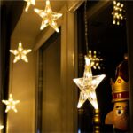 (DL) Fényfüggöny csillagokkal 72 LED, 2m széles, beltéri/kültéri használatra, fehér világítás