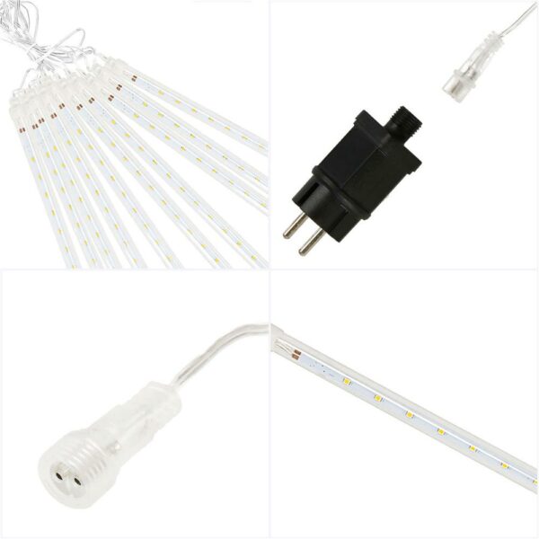 Instalatie de Craciun, 10 tuburi, 50cm, 480 LED, ploaie de meteoriti, albastru - Image 12
