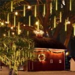 (DL) Karácsonyi "meteorzuhany" világítás, 8 db, 30cm, 144 LED, meteorzápor, sárga