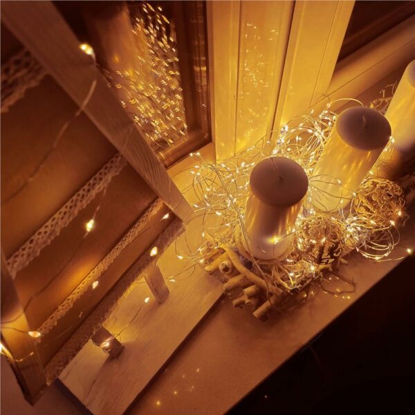 Instalatie lumina decorativa cu 500 LED-uri, 48m, iluminare galbena - Image 14