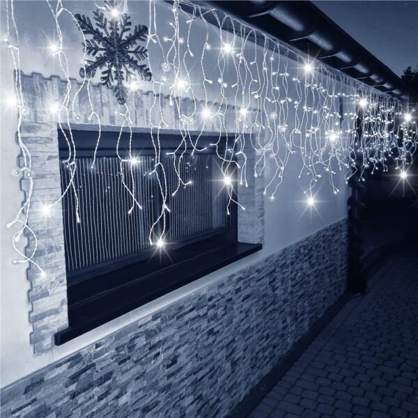 Fényfüggöny 300 LED, 12m, beltéri/kültéri használatra, vakuval, fehér világítással - Image 15