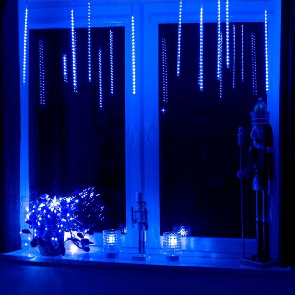Instalatie de Craciun, 10 tuburi, 50cm, 480 LED, ploaie de meteoriti, albastru - Image 16
