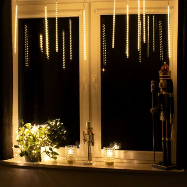 Instalatie de Craciun, 10 tuburi, 50cm, 480 LED, ploaie de meteoriti, galben - Image 16