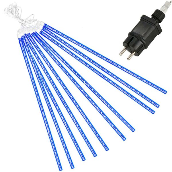 Instalatie de Craciun, 10 tuburi, 50cm, 480 LED, ploaie de meteoriti, albastru - Image 2