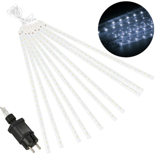 Instalatie de Craciun, 10 tuburi, 50cm, 480 LED, ploaie de meteoriti, alb - Image 3