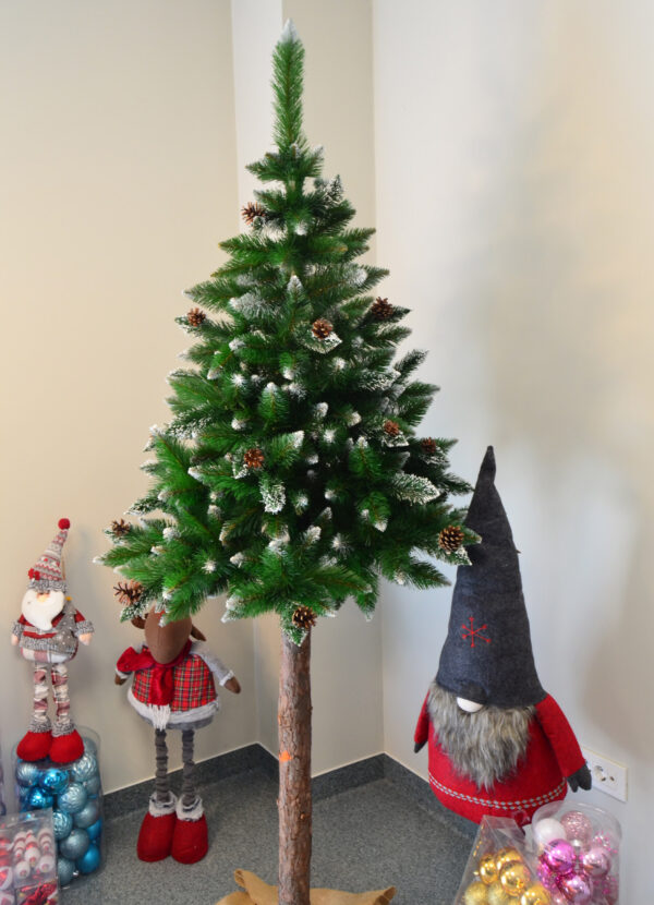 Mesterséges karácsonyfa Christmas Deluxe by Sersimo, fa törzsű talppal, havas tobozokkal díszített, 220 cm - Image 2