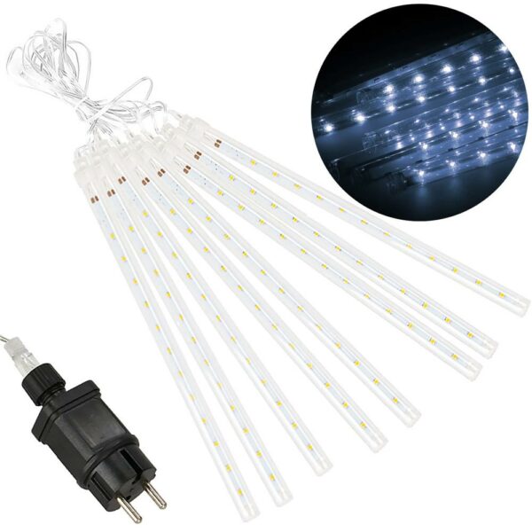 (DL) Instalatie de Craciun, 8 tuburi, 30cm, 144 LED, ploaie de meteoriti, alb - Image 3