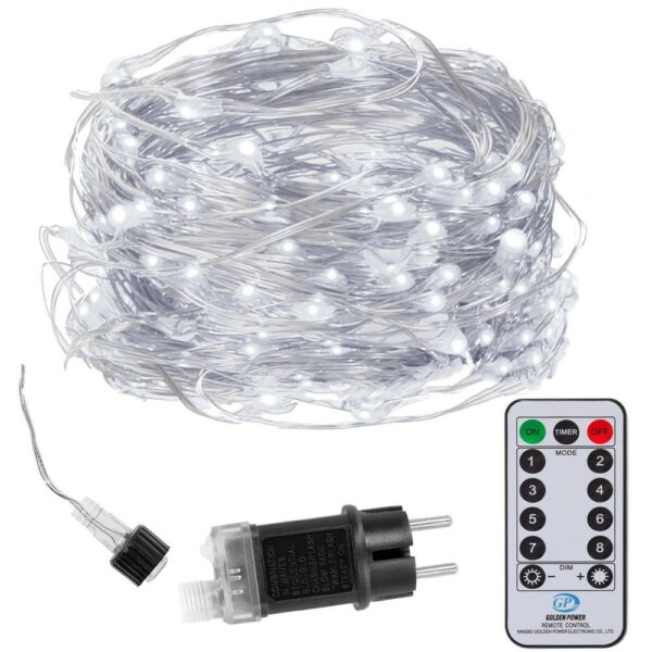 (DL) Dekoratív lámpa installáció 300 LED-del, távirányítóval, 30m, fehér világítással - Image 13