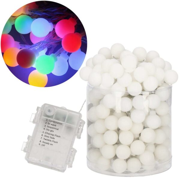 Instalatie bile luminoase pentru gradina, 7,5 metri, 50 LED-uri, cu baterii, multicolor - Image 2