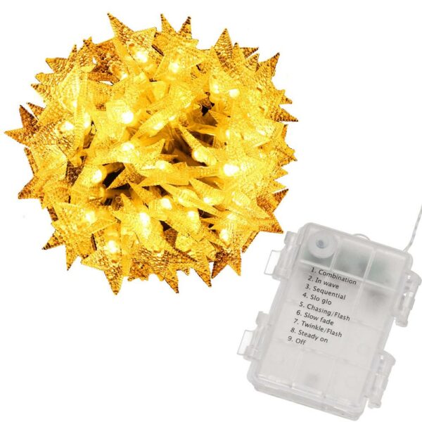 (DL) Fénycsillagok beépítése a kertbe, 5 méter, 50 LED, elemekkel, sárga - Image 2