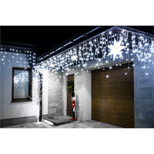 Fényfüggöny 300 LED, 12m, beltéri/kültéri használatra, vakuval, fehér világítással - Image 22