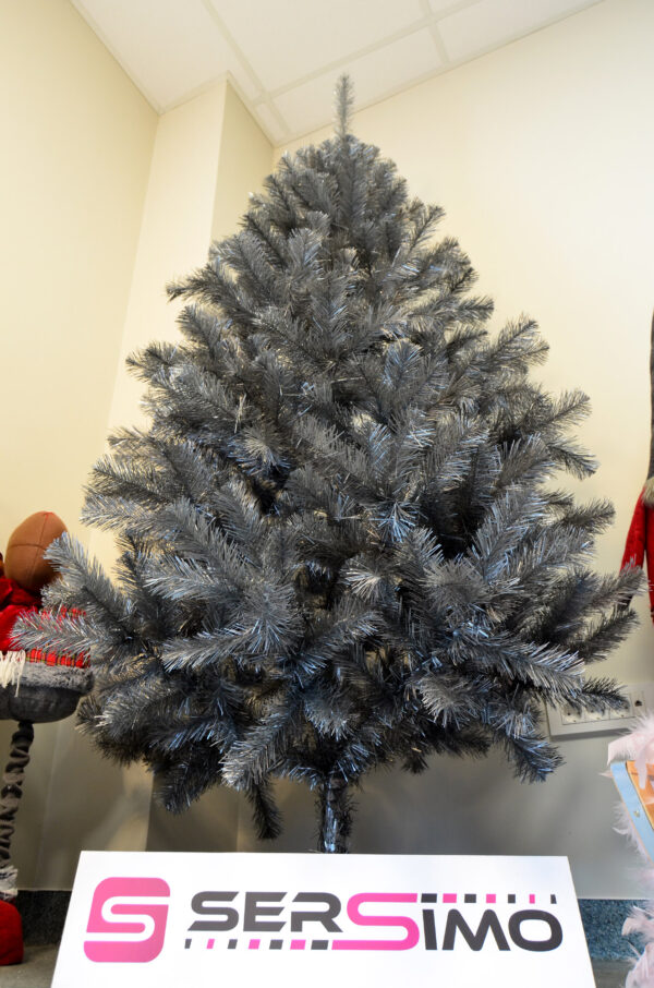 Brad artificial Christmas Deluxe by Sersimo, Silver, argintiu lucios, 200cm - Image 6
