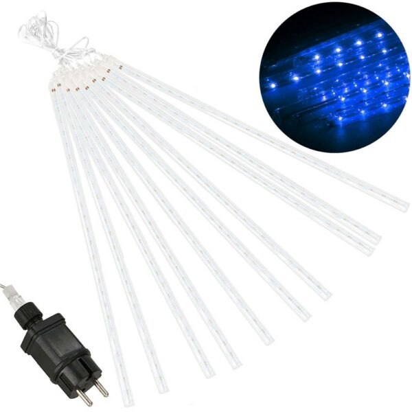 Instalatie de Craciun, 10 tuburi, 50cm, 480 LED, ploaie de meteoriti, albastru - Image 3