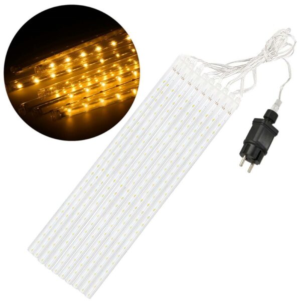 Instalatie de Craciun, 10 tuburi, 50cm, 480 LED, ploaie de meteoriti, galben - Image 3
