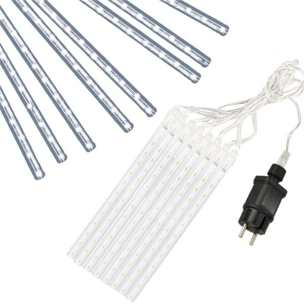 (DL) Instalatie de Craciun, 8 tuburi, 30cm, 144 LED, ploaie de meteoriti, alb - Image 4