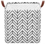 Ruha- vagy játéktároló kosár, 36x36x36cm, pamut és lenvászon, 36 l, cikk-cakk, fehér