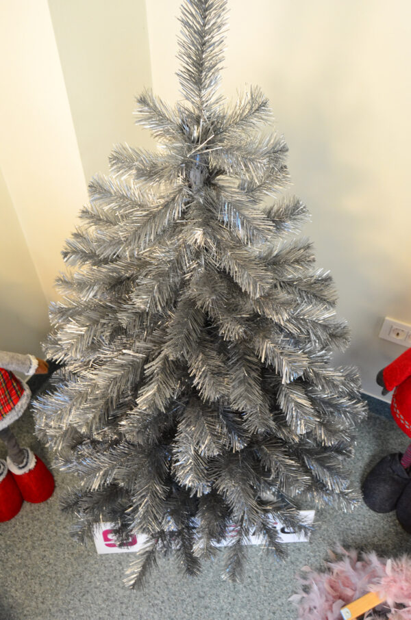 Brad artificial Christmas Deluxe by Sersimo, Silver, argintiu lucios, 150cm - Image 8