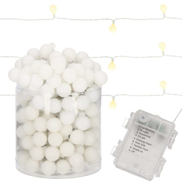 Kerti fénylabda installáció, 7,5 méter, 50 LED, elemekkel, sárga - Image 3