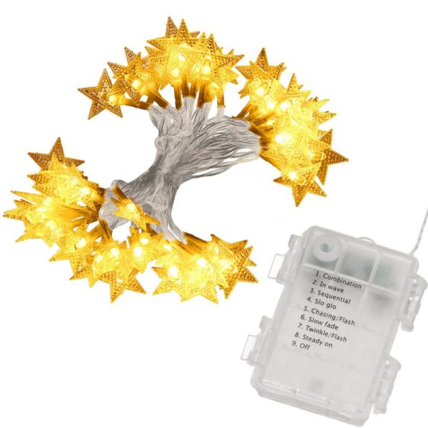 (DL) Fénycsillagok beépítése a kertbe, 5 méter, 50 LED, elemekkel, sárga - Image 3