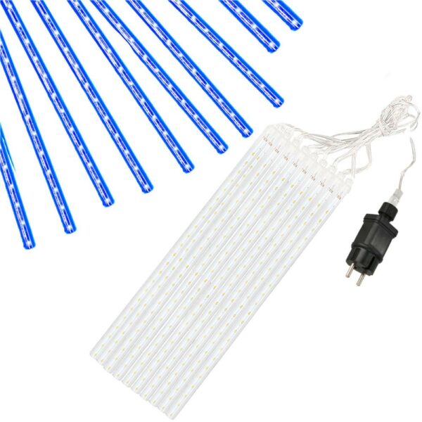 Instalatie de Craciun, 10 tuburi, 50cm, 480 LED, ploaie de meteoriti, albastru - Image 4