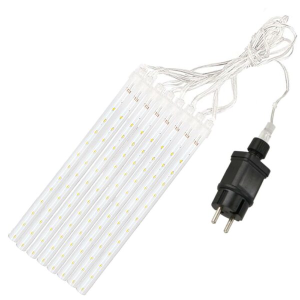 (DL) Instalatie de Craciun, 8 tuburi, 30cm, 144 LED, ploaie de meteoriti, alb - Image 5