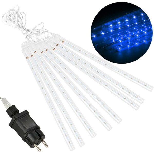 (DL) Instalatie de Craciun, 8 tuburi, 30cm, 144 LED, ploaie de meteoriti, albastru - Image 4