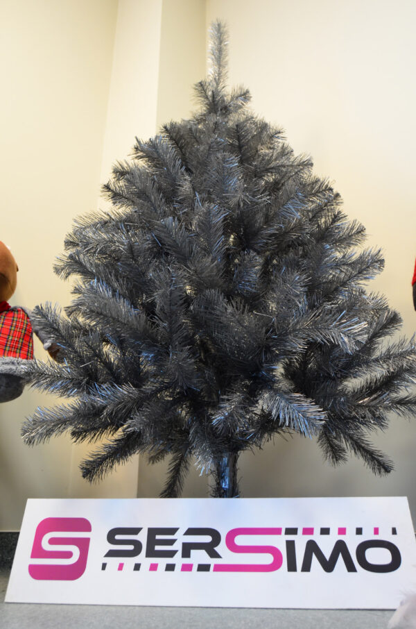 Brad artificial Christmas Deluxe by Sersimo, Silver, argintiu lucios, 150cm - Image 9