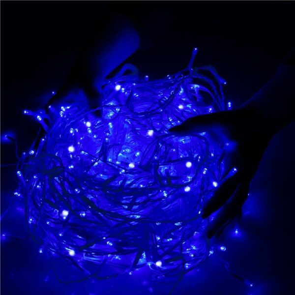 (DL) Ghirlanda luminoasa tip perdea 300 LED-uri, 12m, pentru interior/exterior, cu flash, iluminare albastra - Image 4