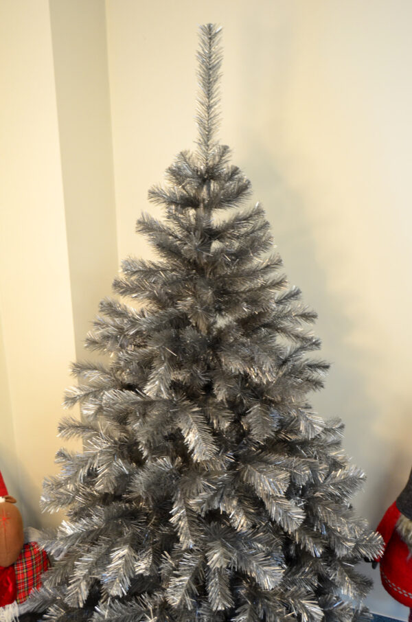 Brad artificial Christmas Deluxe by Sersimo, Silver, argintiu lucios, 200cm - Image 8