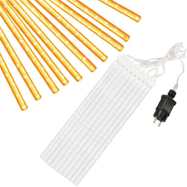 Instalatie de Craciun, 10 tuburi, 50cm, 480 LED, ploaie de meteoriti, galben - Image 5