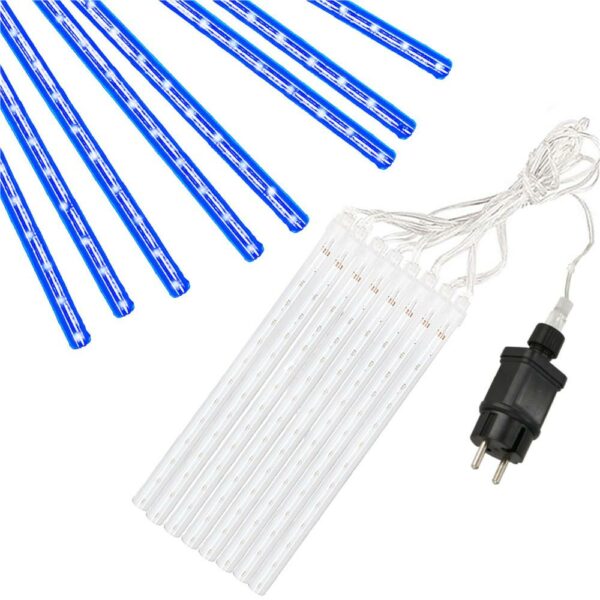 (DL) Instalatie de Craciun, 8 tuburi, 30cm, 144 LED, ploaie de meteoriti, albastru - Image 5