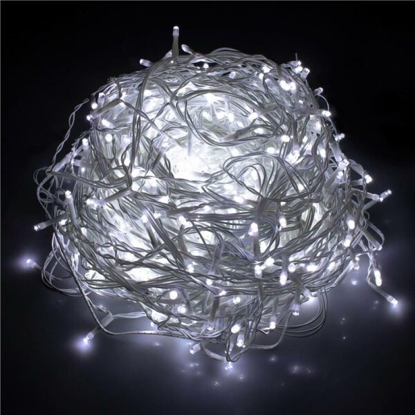 Fényfüggöny 300 LED, 12m, beltéri/kültéri használatra, vakuval, fehér világítással - Image 5