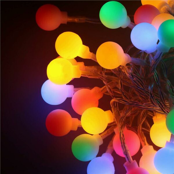 Instalatie bile luminoase pentru gradina, 7,5 metri, 50 LED-uri, cu baterii, multicolor - Image 5