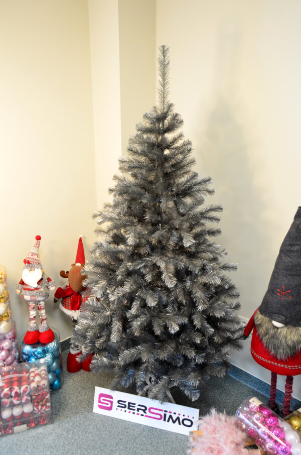 Brad artificial Christmas Deluxe by Sersimo, Silver, argintiu lucios, 200cm - Image 9