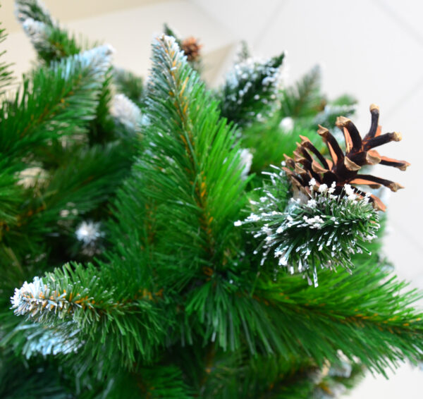 Mesterséges karácsonyfa Christmas Deluxe by Sersimo, fa törzsű talppal, havas tobozokkal díszített, 220 cm - Image 6