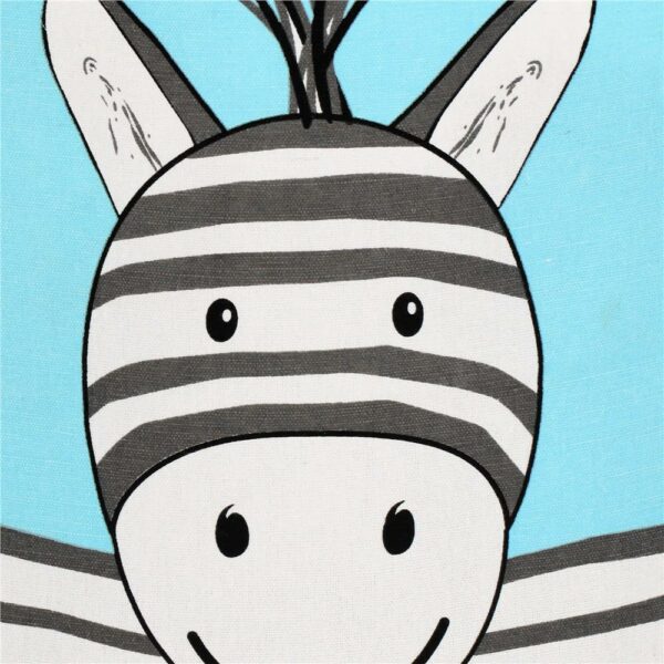 Ruha- vagy játéktároló kosár, 50x40 cm, pamut és lenvászon, 80 l, zebra, kék - Image 7