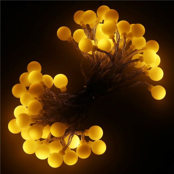 Kerti fénylabda installáció, 7,5 méter, 50 LED, elemekkel, sárga - Image 5