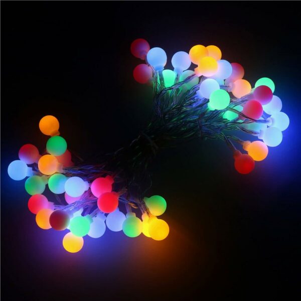 Instalatie bile luminoase pentru gradina, 7,5 metri, 50 LED-uri, cu baterii, multicolor - Image 6