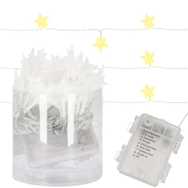 (DL) Fénycsillagok beépítése a kertbe, 5 méter, 50 LED, elemekkel, sárga - Image 6
